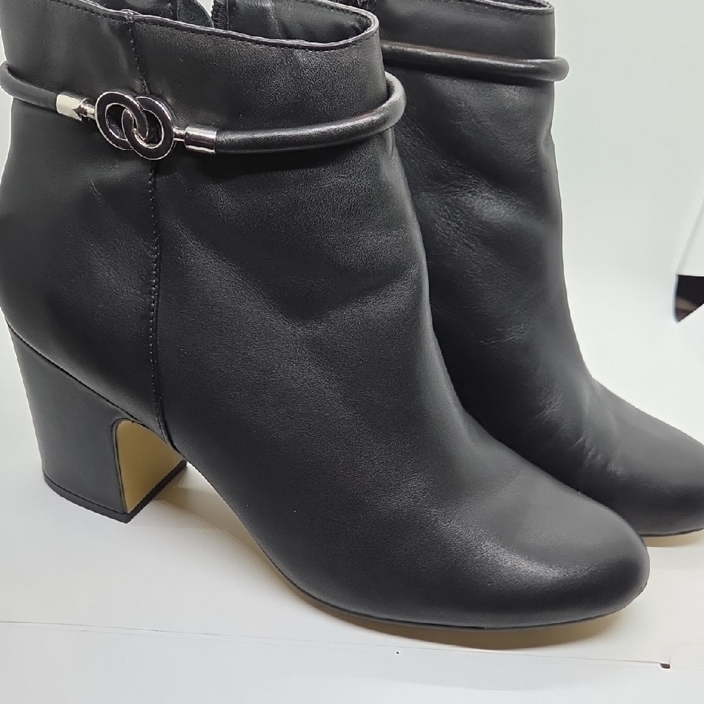 Bella Vita Black Ankle Boots with Silver Accent